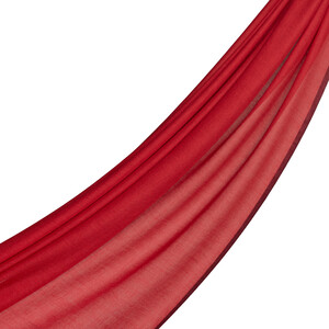Kırmızı Düz Şeritli Modal İpek Şal - Thumbnail