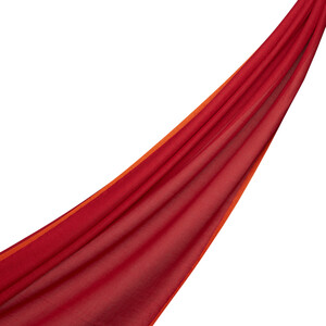 Kırmızı Düz Şeritli Modal İpek Şal - Thumbnail