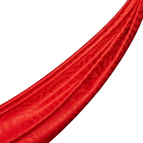 Kırmızı Haliç Desenli İpek Fular Şal
