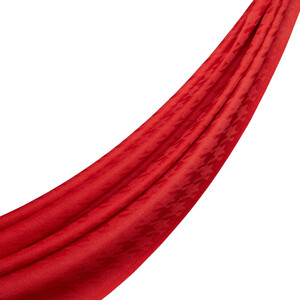 Kırmızı Kaz Ayağı Desenli Yün İpek Şal - Thumbnail
