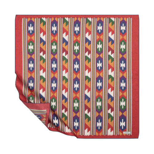 Kırmızı Kuşak Desenli Tivil İpek Eaşrp