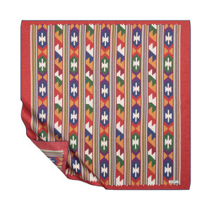 ipekevi - Kırmızı Kuşak Desenli Tivil İpek Eaşrp