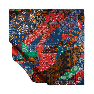 ipekevi - ايشارب حرير تويل تصميم رقع لون أحمر وأسود