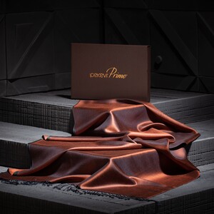 ipekevi - شال حرير فاخر ذو وجهين لون نحاسي وأخضر عسكري