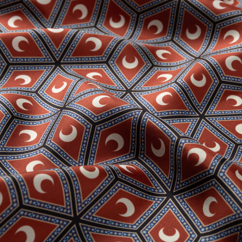 Kızıl Bakır Şam İşi Sedef Desenli Tivil İpek Eşarp