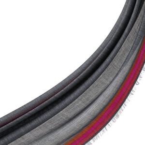 ipekevi - شال صوف وحرير اطار مخطط لون أزرق