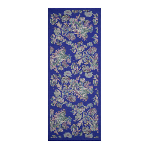 Denim Blue Chrysanthemum Print Tencel Scarf