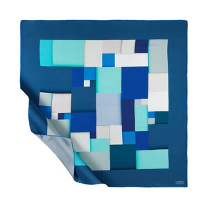 ipekevi - ايشارب حرير تويل تصميم هندسي لون أزرق