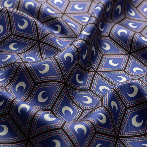 Kot Mavisi Şam İşi Sedef Desenli Tivil İpek Eşarp