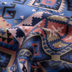 ipekevi - Kot Mavisi Sihirli Halı Tivil İpek Eşarp (1)