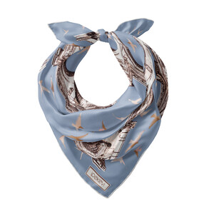 ipekevi - Kot Mavisi Üç Kapılar Saten İpek Mendil (1)