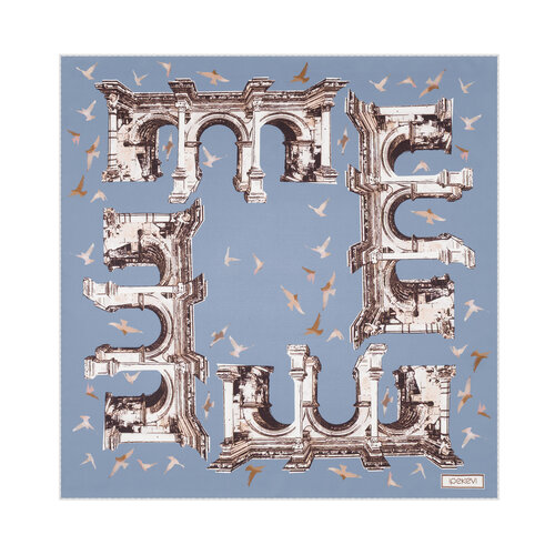 Kot Mavisi Üç Kapılar Saten İpek Mendil