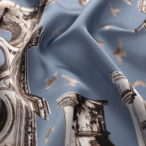 Kot Mavisi Üç Kapılar Saten İpek Mendil