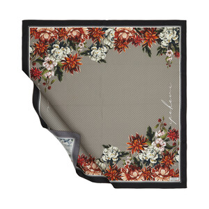 ipekevi - ايشارب حرير تويل تصميم ورود لون فضي