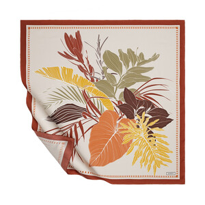 ipekevi - Krem Bakır Tropik Kanvas Tivil İpek Eşarp ipekevi - Krem Bakır Tropik Kanvas Tivil İpek Eşarp