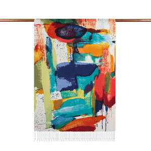 ipekevi - Krem Fırça Darbesi Desenli İpek Şal (1)