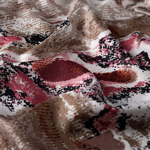 Krem Kahve Alüvyal Desenli İpek Şal