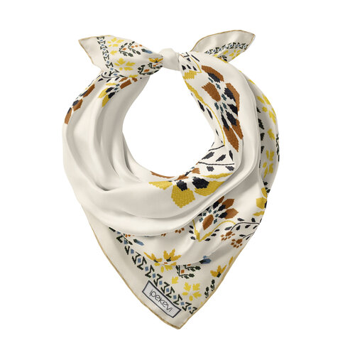 Krem Kanaviçe Saten İpek Mendil