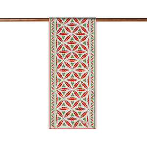 Krem Kırmızı Kütahya Çintemani Saten İpek Fular - Thumbnail