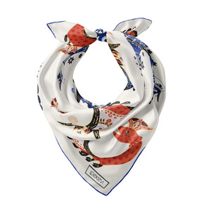 ipekevi - Krem Şahmeran Saten İpek Mendil (1)