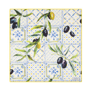 ipekevi - Krem Sarı Zeytin Hasatı Saten İpek Mendil