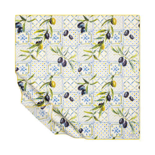 Krem Sarı Zeytin Hasatı Tivil İpek Eşarp