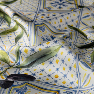 ipekevi - Krem Sarı Zeytin Hasatı Tivil İpek Eşarp (1)