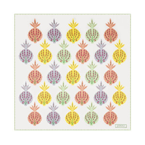  - Krem Su Yeşili Nar-ı Beyza Saten İpek Mendil