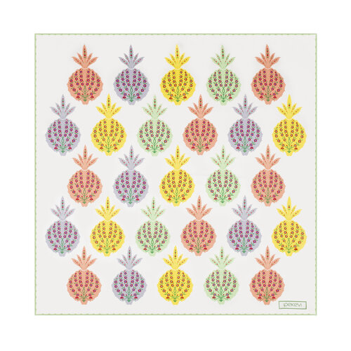 Krem Su Yeşili Nar-ı Beyza Saten İpek Mendil