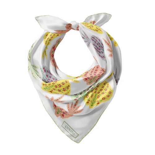 Krem Su Yeşili Nar-ı Beyza Saten İpek Mendil