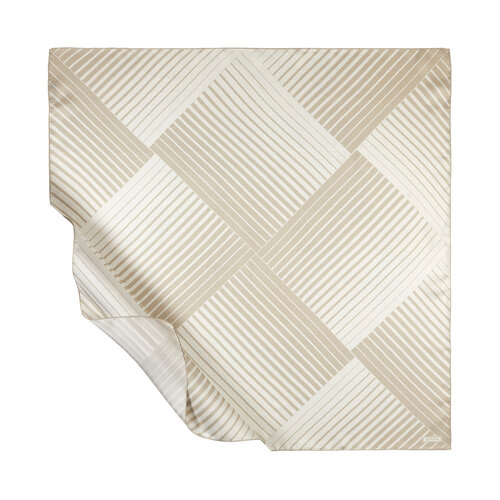 ايشارب حرير تويل تصميم هندسي لون كريمي