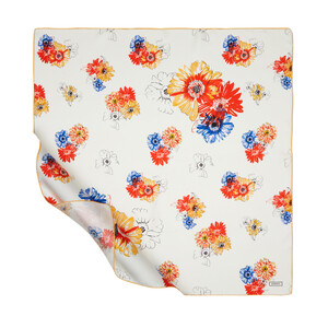 ipekevi - ايشارب حرير تويل تصميم ورود لون كريمي