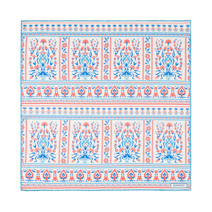 ipekevi - Krem Turkuaz Beylerbeyi Şebeke Saten İpek Mendil