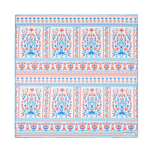 Krem Turkuaz Beylerbeyi Şebeke Saten İpek Mendil