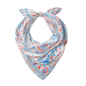 ipekevi - Krem Turkuaz Beylerbeyi Şebeke Saten İpek Mendil (1)