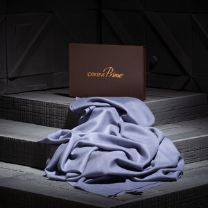 شال صوف وحرير فاخر لون رمادي - Thumbnail