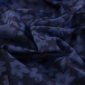 Navy Orange Flower Cotton Scarf - Thumbnail