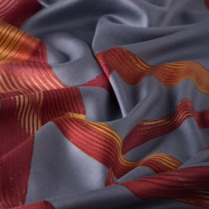 شال حرير بتصميم حلزوني لون كحلي - Thumbnail