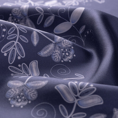 Lacivert Bindallı Tivil İpek Eşarp