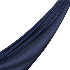 ipekevi - شال قطن وحرير تصميم هندسي لون كحلي