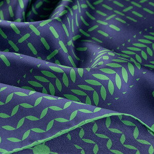 Lacivert Zümrüt Kefiye Tivil İpek Eşarp - Thumbnail