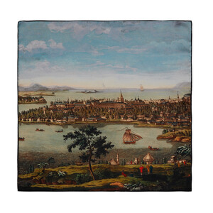 Landscape Istanbul Satin Silk Pocket Square - Thumbnail