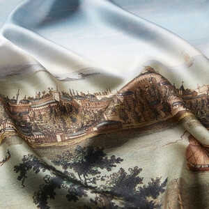 Landscape Istanbul Satin Silk Pocket Square - Thumbnail