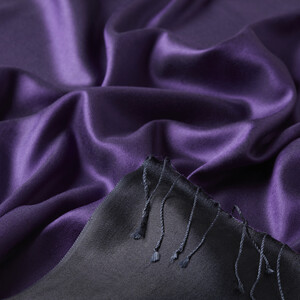 Lavender Anthracite Reversible Silk Scarf - Thumbnail
