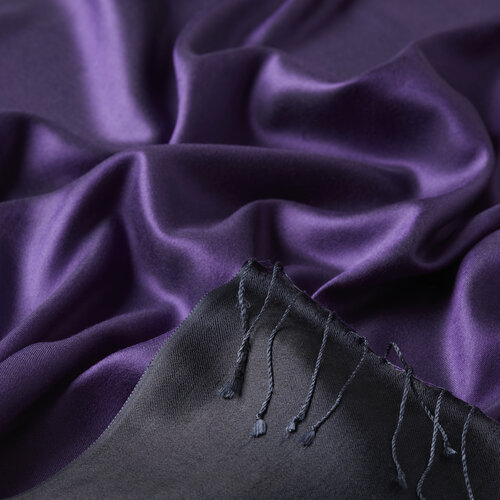 Lavender Anthracite Reversible Silk Scarf