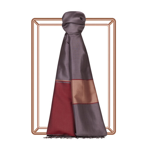 Lavender Burgundy Striped Silk Scarf