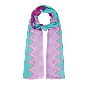 Lavender Checked Zigzag Print Scarf - Thumbnail