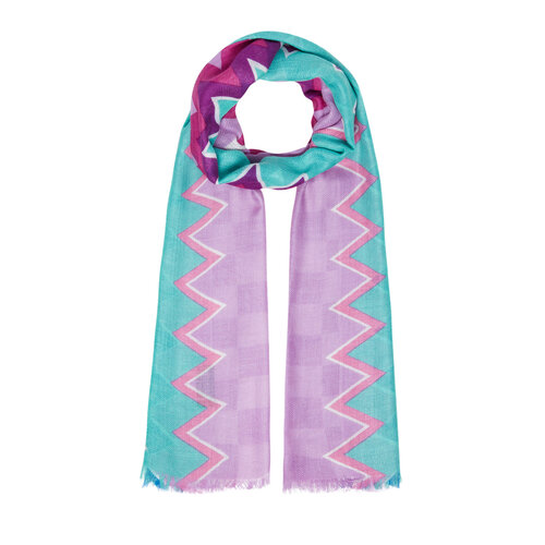 Lavender Checked Zigzag Print Scarf