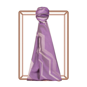 Lavender Ethnic Zigzag Silk Scarf - Thumbnail