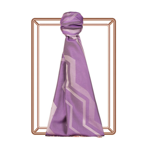 Lavender Ethnic Zigzag Silk Scarf